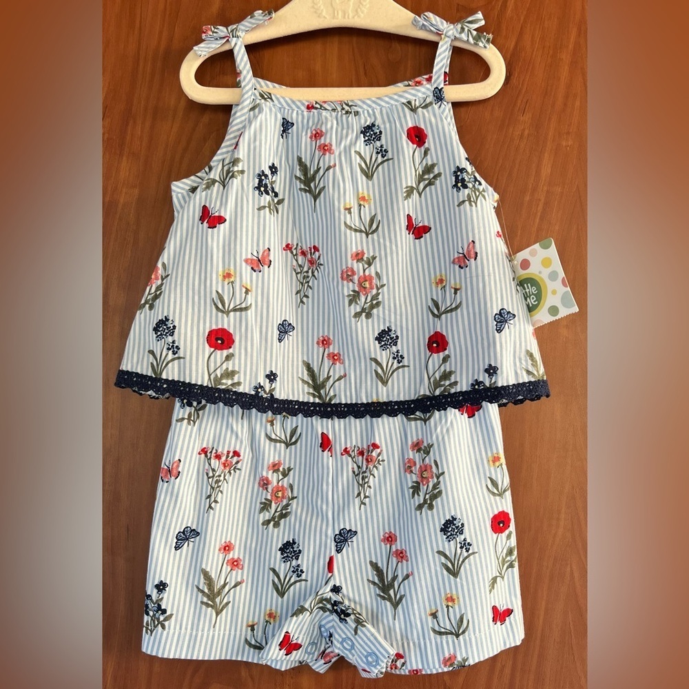 Little Me - One piece stripe flower girl romper (Size 24m) NWT